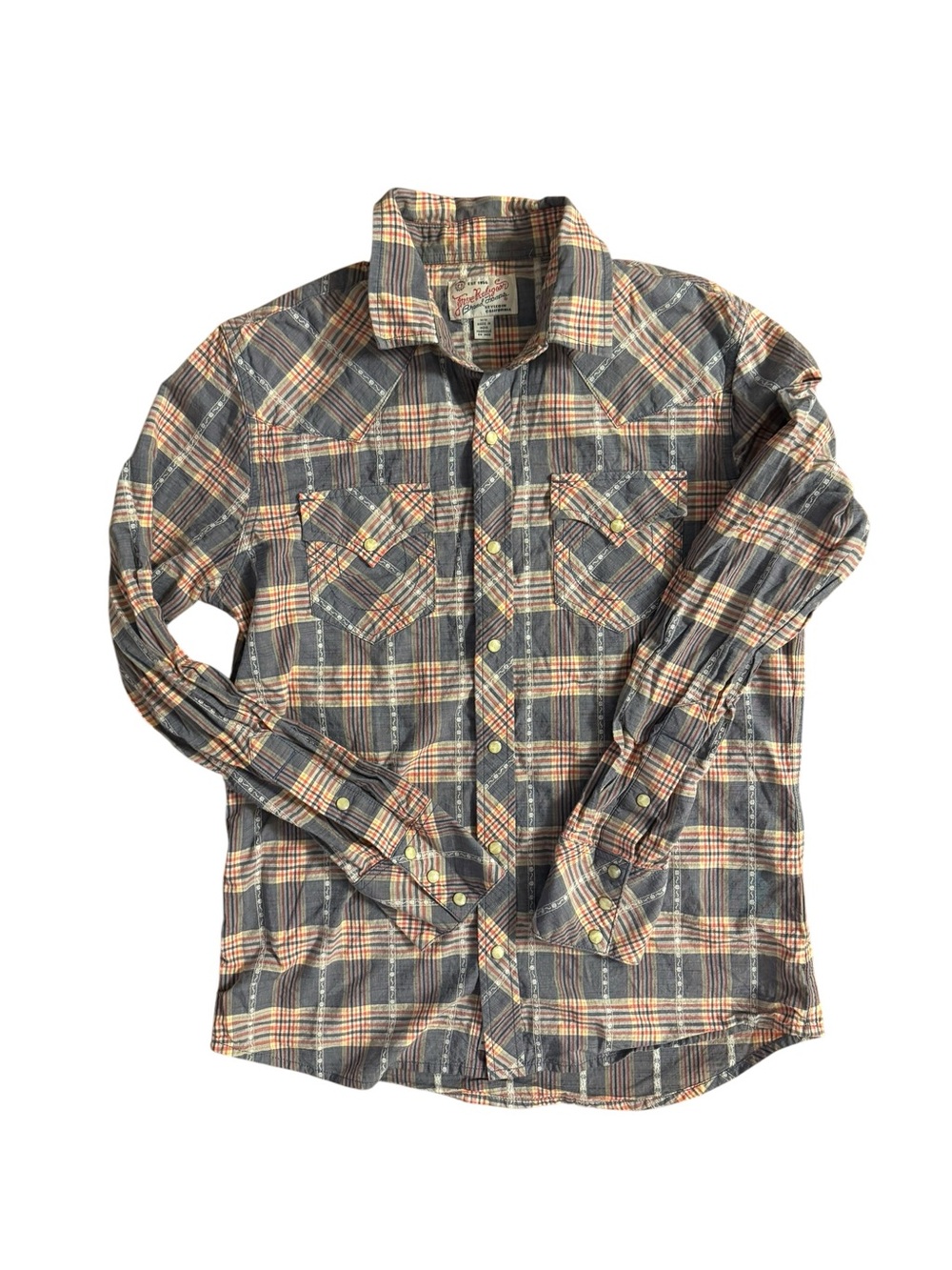 True Religion Pearl Snap LONG SLEEVE SHIRT  Medium M Red Blue